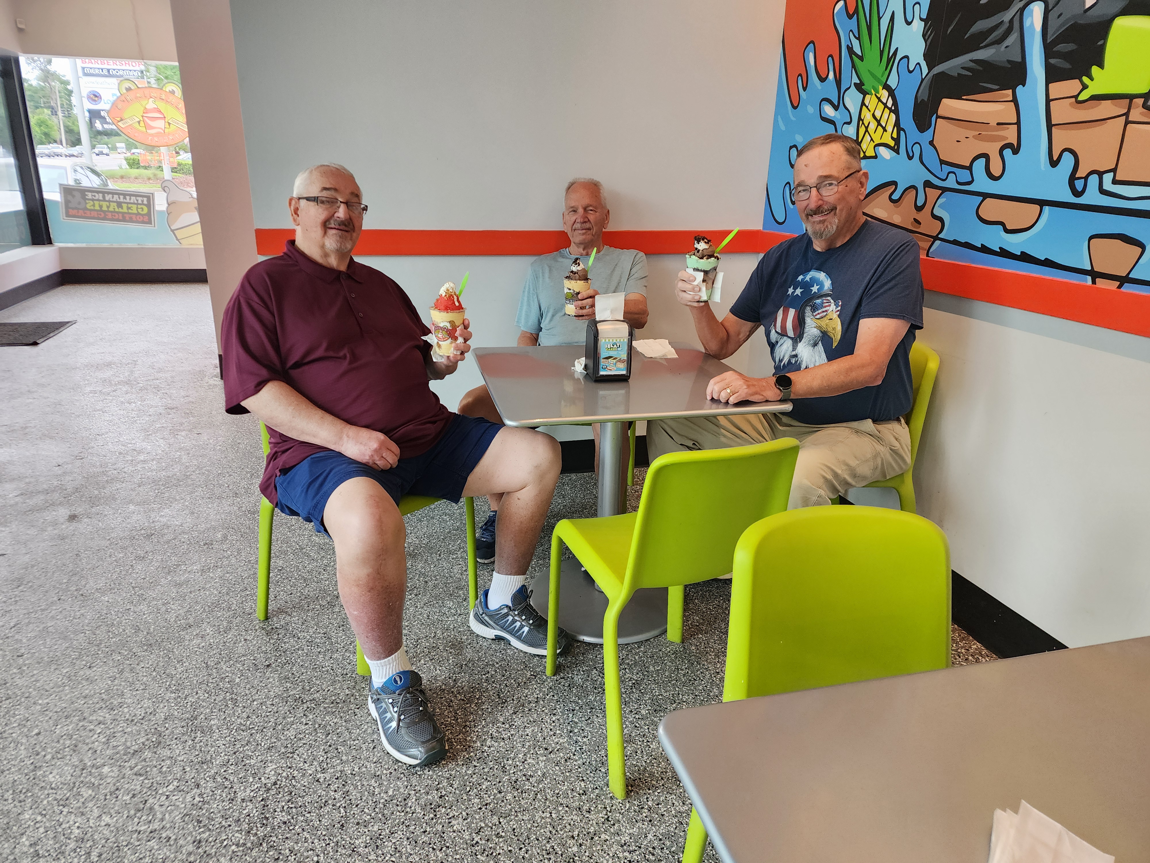 Sam, Bob, and Jim at Jeremiah's in Jacksonville, Florida.